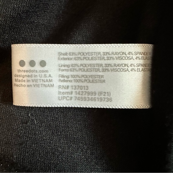 Three Dots Quilted Insulated Mock Neck Jacket Black XL - Picture 7 of 9